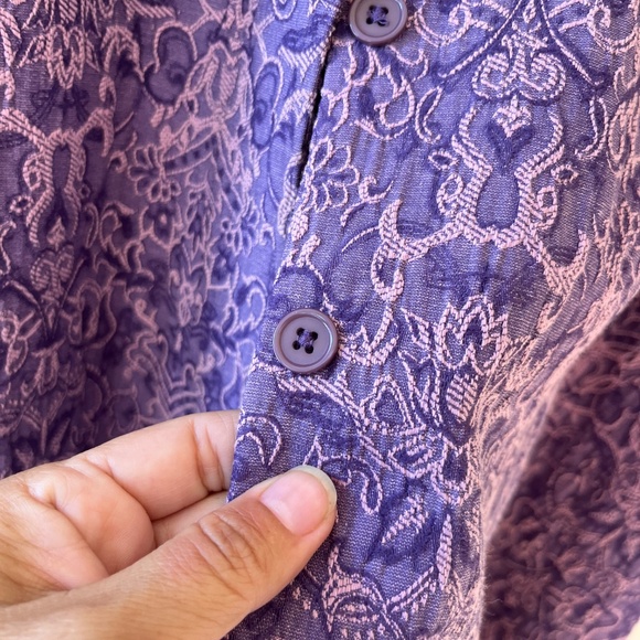 Ulla Popken Sz XXL Purple Mosaic Texture Longline Jacket Pearl Buttons VTG - Picture 5 of 10